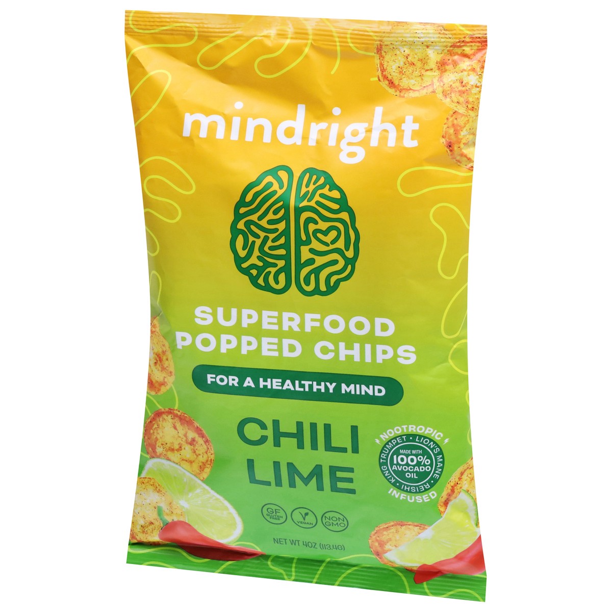 slide 9 of 14, Mindright Superfood Chili Lime Popped Chips 4 oz, 4 oz