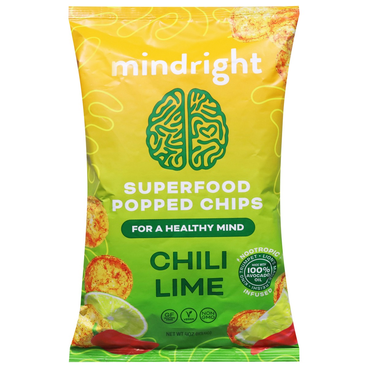 slide 10 of 14, Mindright Superfood Chili Lime Popped Chips 4 oz, 4 oz