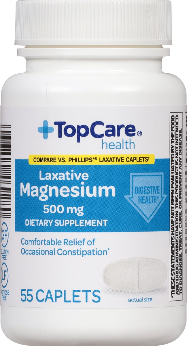 slide 12 of 14, TopCare Health 500 mg Laxative Magnesium 55 Caplets, 55 ct