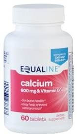 slide 1 of 1, Equaline Calcium 600mg & Vitamin D3, 60 ct