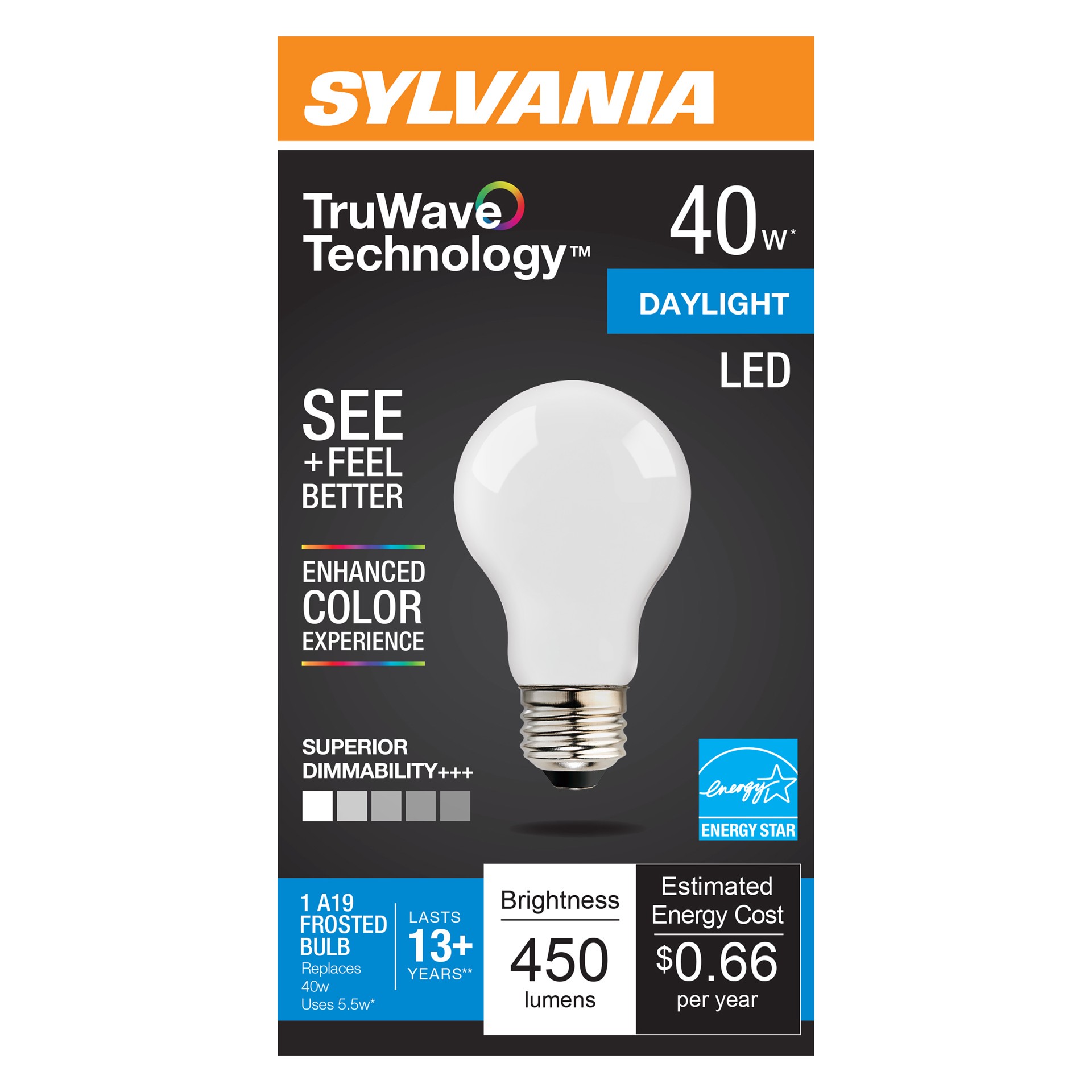 slide 1 of 1, Sylvania Sylv Led 5.5 Watt Frost A19 Dayl, 1 ct