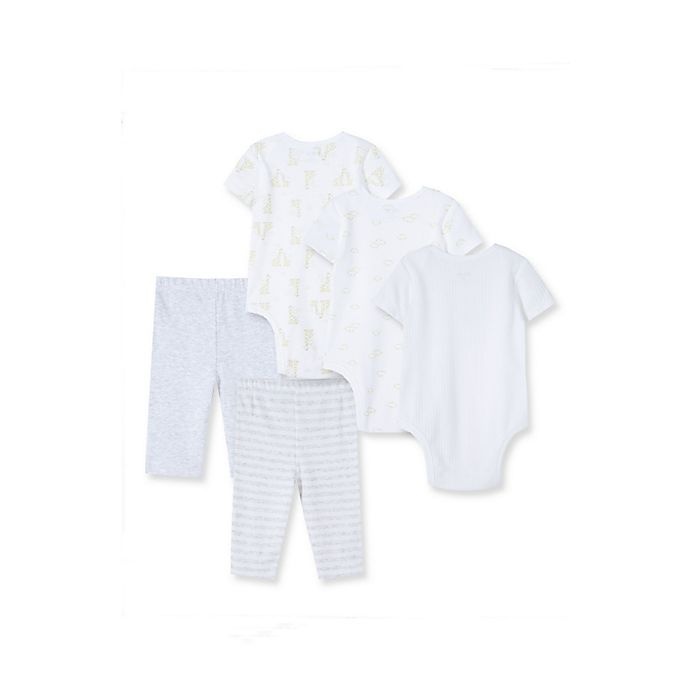 slide 2 of 7, Little Me Giraffe Bodysuit and Pant Set - White, 5 ct