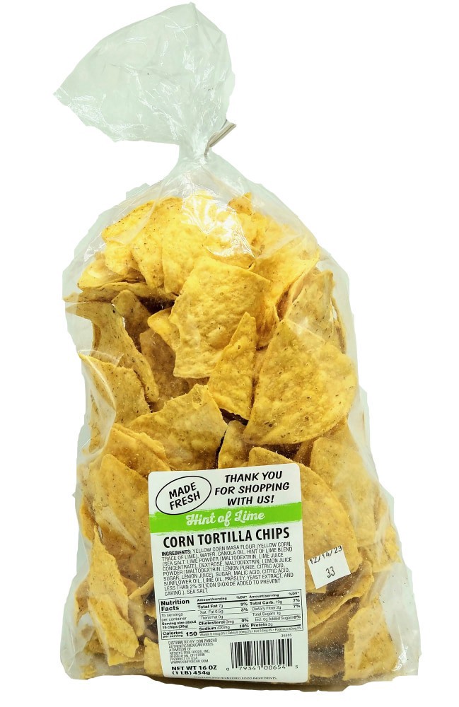 slide 2 of 2, Fresh Made Hint Of Lime Deli Tortilla Chips, 16 oz