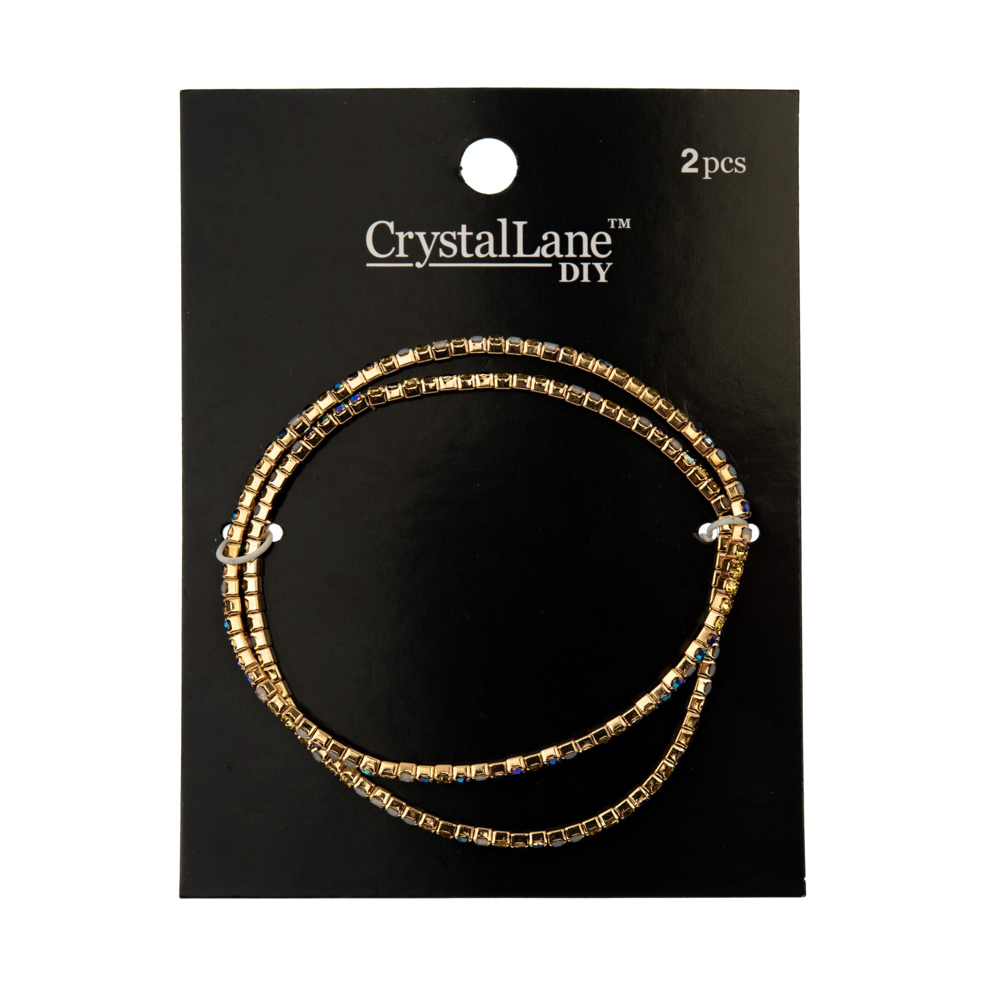 slide 3 of 3, Crystal Lane Diy Gold Blue, Yellow & White Rhinestones Bracelets, 2ct., 2 ct