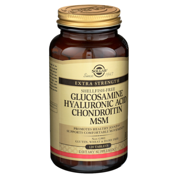 slide 1 of 1, Solgar Glucosamine Hyaluronic Acid Chondroitin MSM Tablets, 120 ct