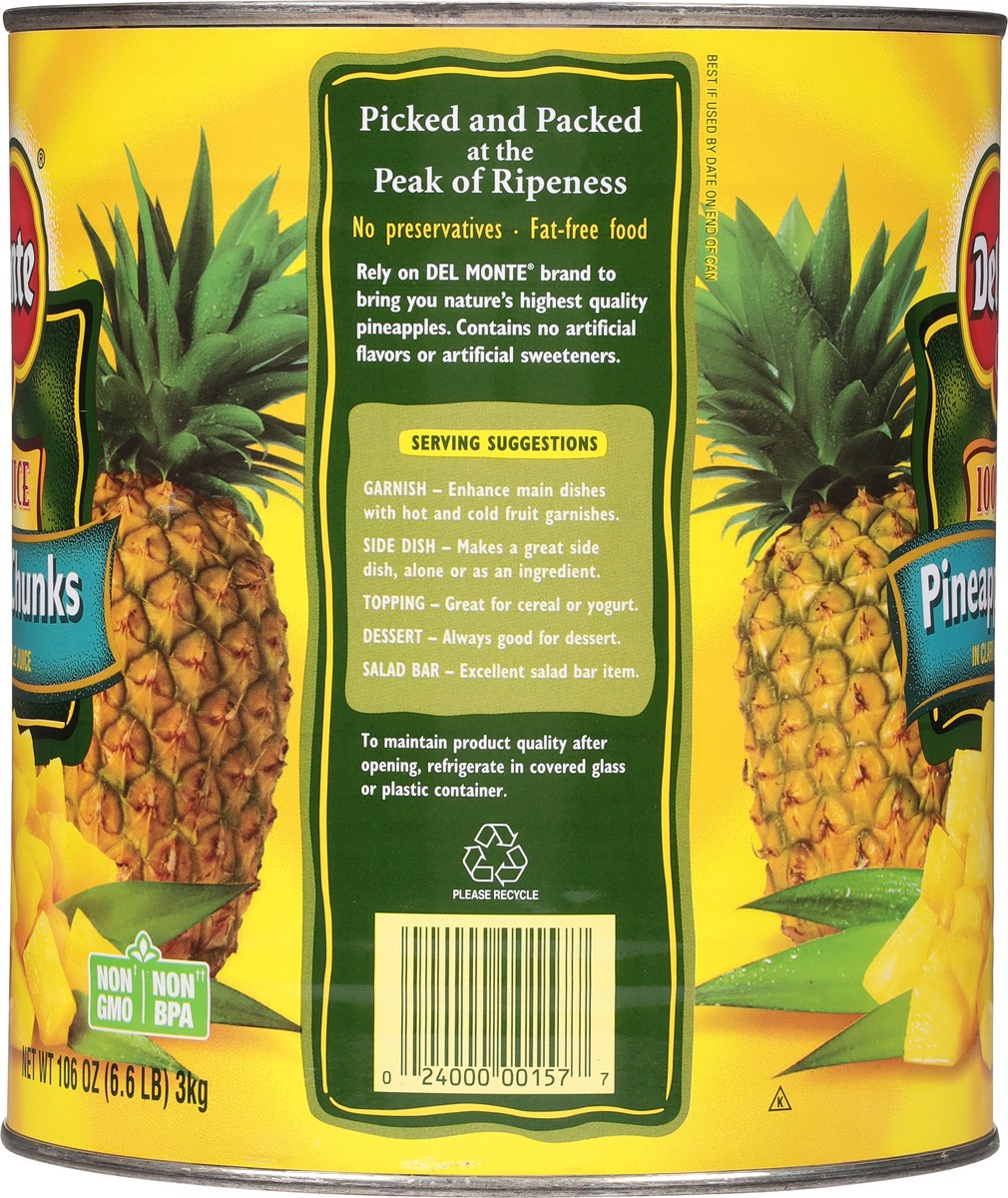 slide 9 of 9, Del Monte 100% Juice Pineapple Chunks 106 oz, 106 oz