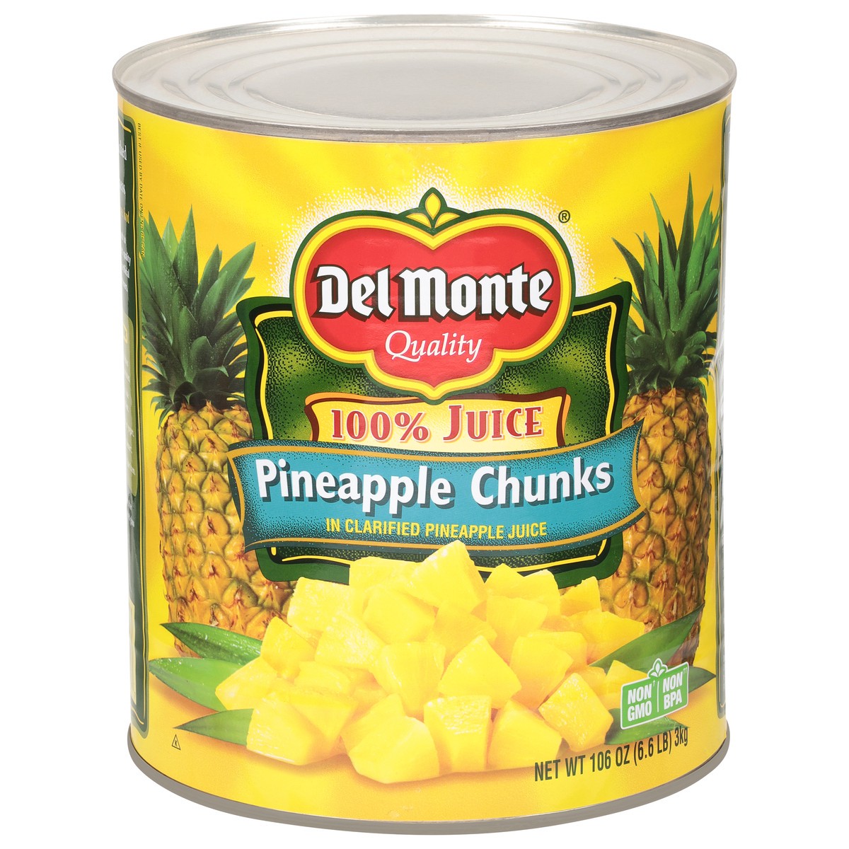 slide 1 of 9, Del Monte 100% Juice Pineapple Chunks 106 oz, 106 oz