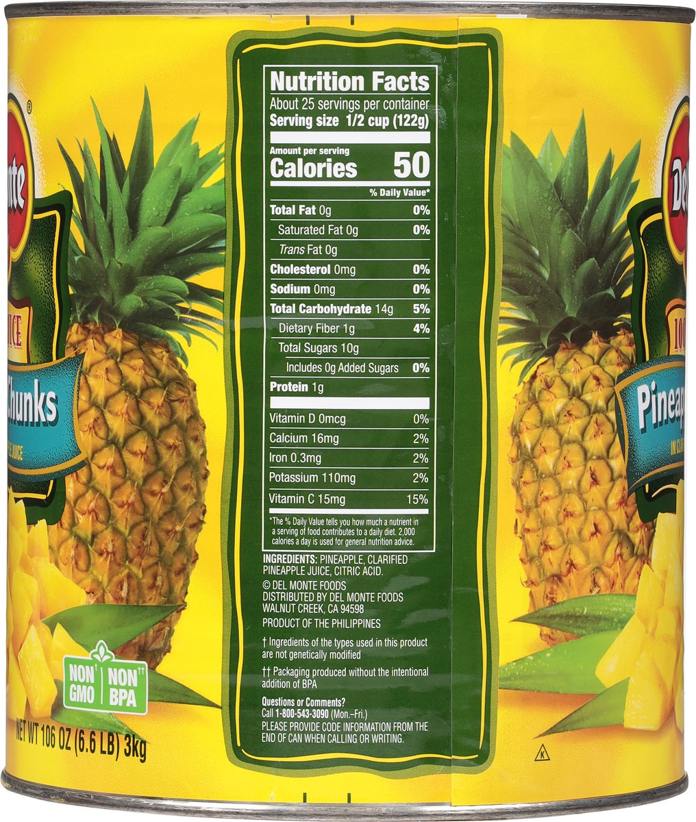 slide 3 of 9, Del Monte 100% Juice Pineapple Chunks 106 oz, 106 oz