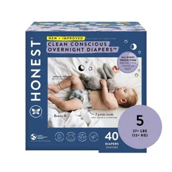 Honest Cozy Clouds/Star Signs Overnight Size 5 Diapers (27+ lbs (12+ kg)) 40 Each