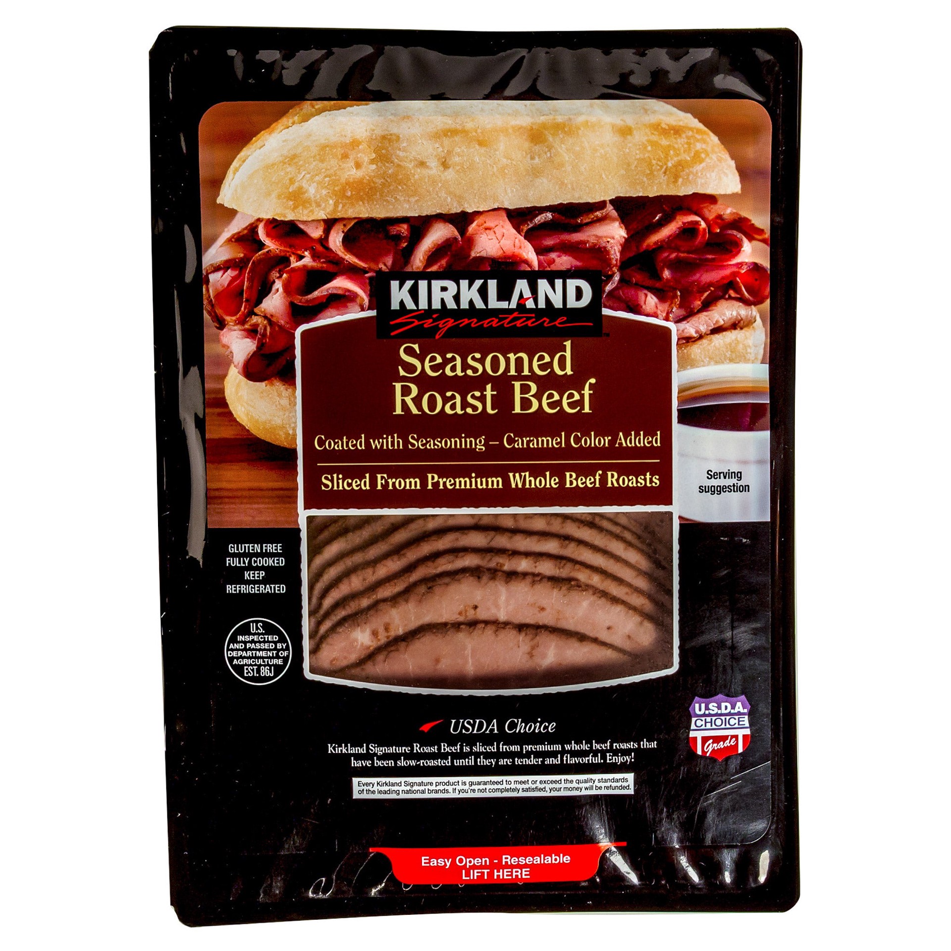 slide 1 of 2, Kirkland Signature Sliced Roast Beef, 