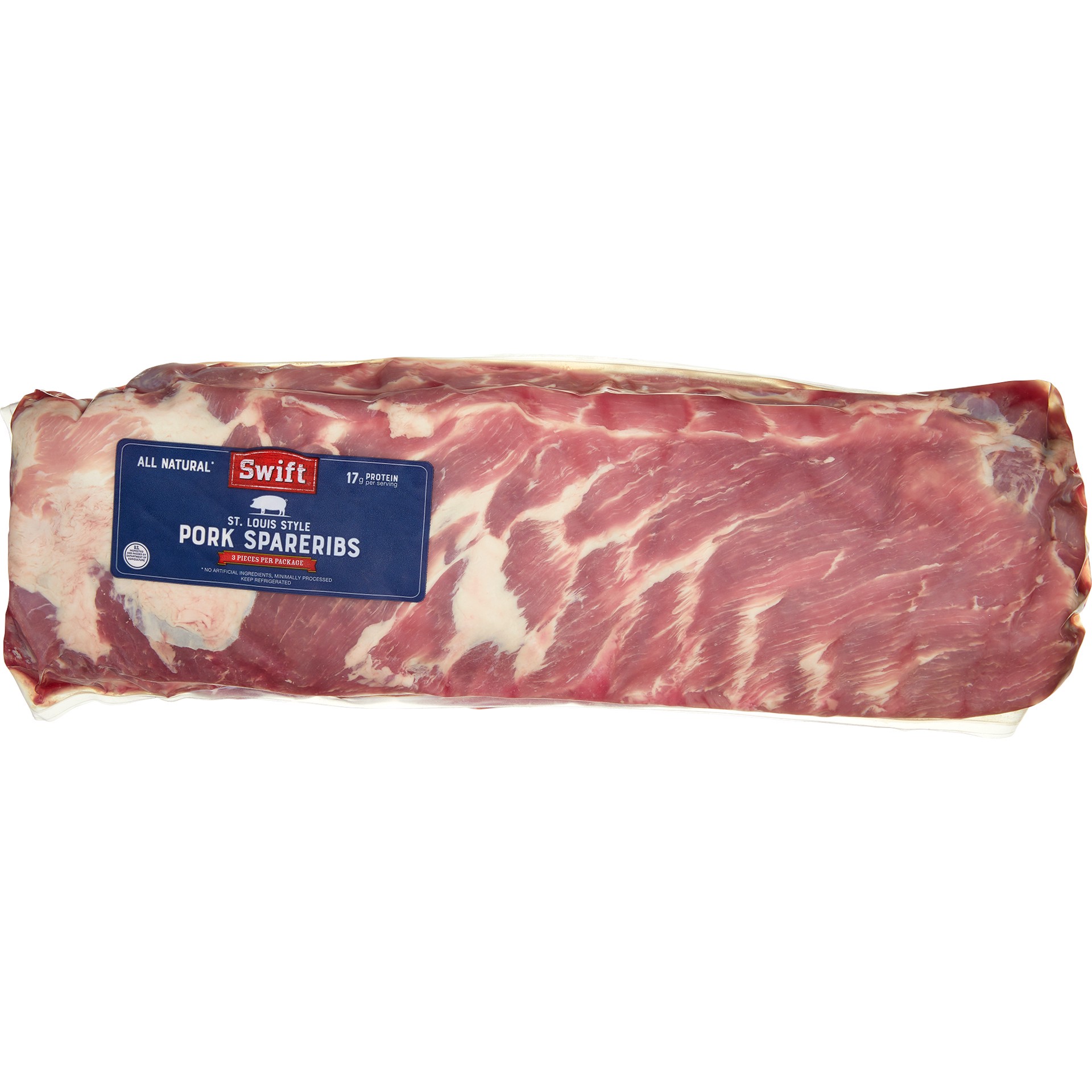 slide 2 of 2, Swift Premium Pork St. Louis Spare Ribs, per lb