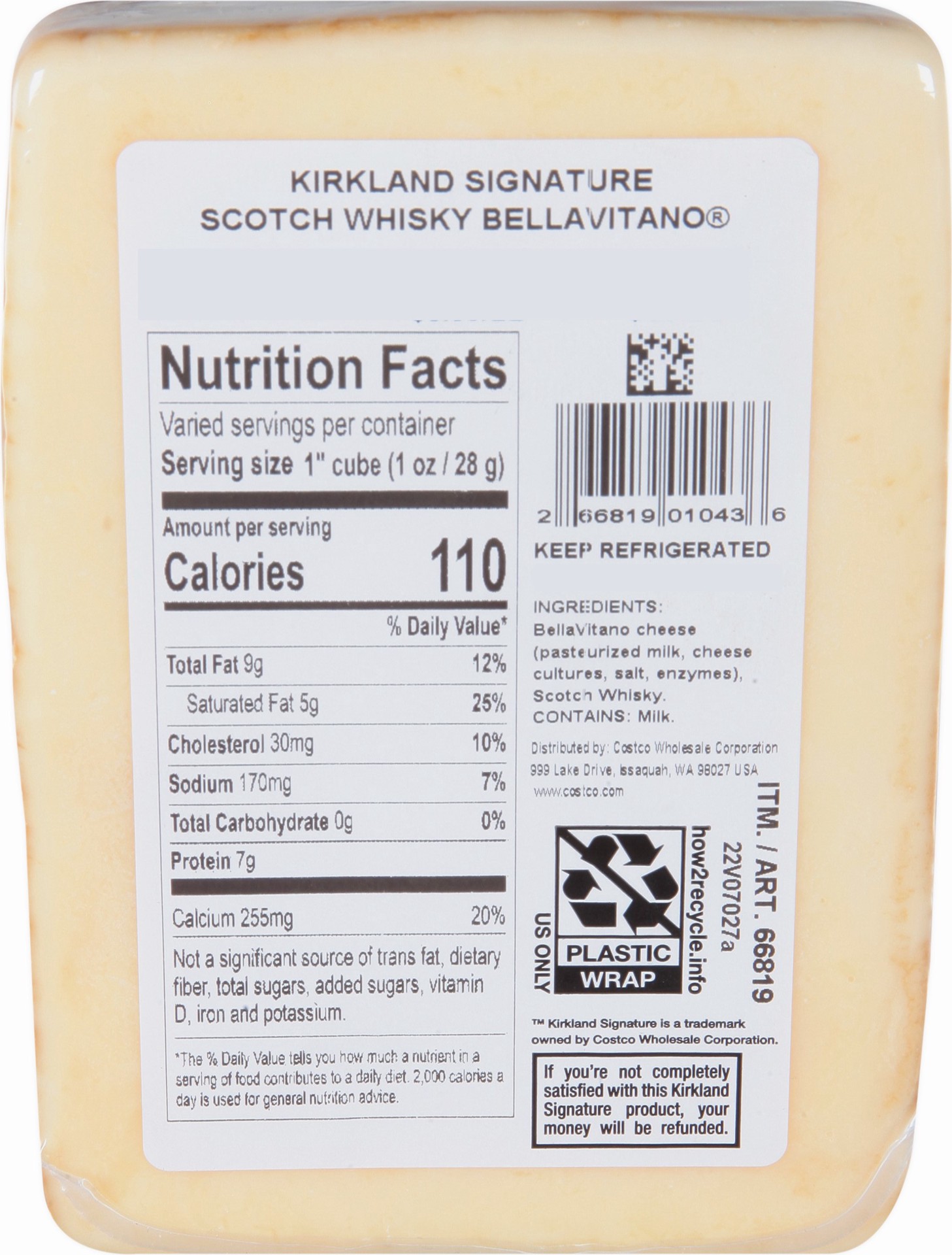 slide 2 of 2, Sartori Company Kirkland Signature Sartori Bellavitano Scotch Whisky Cheese, 1 ct