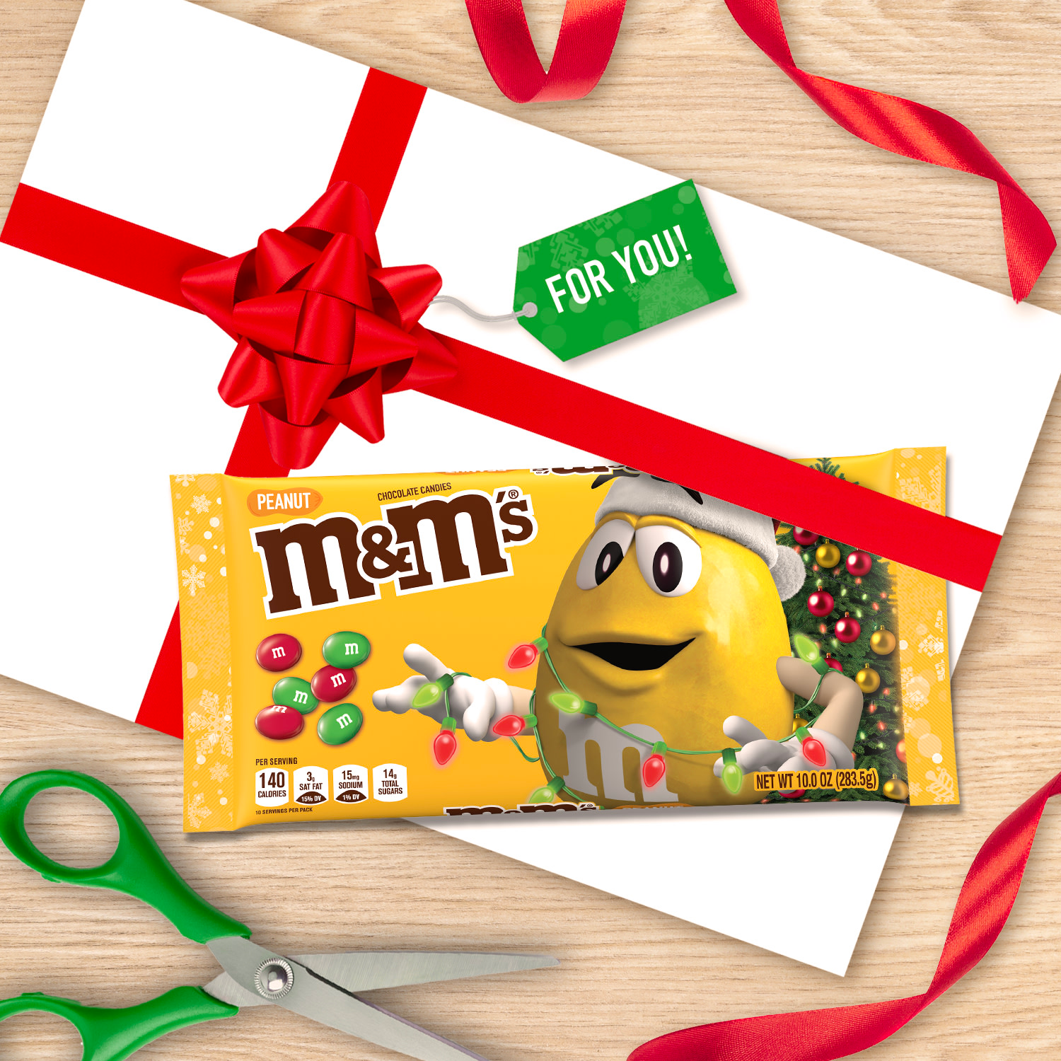 slide 3 of 8, M&M's Holiday Peanut Chocolate Candy, 10.147 oz
