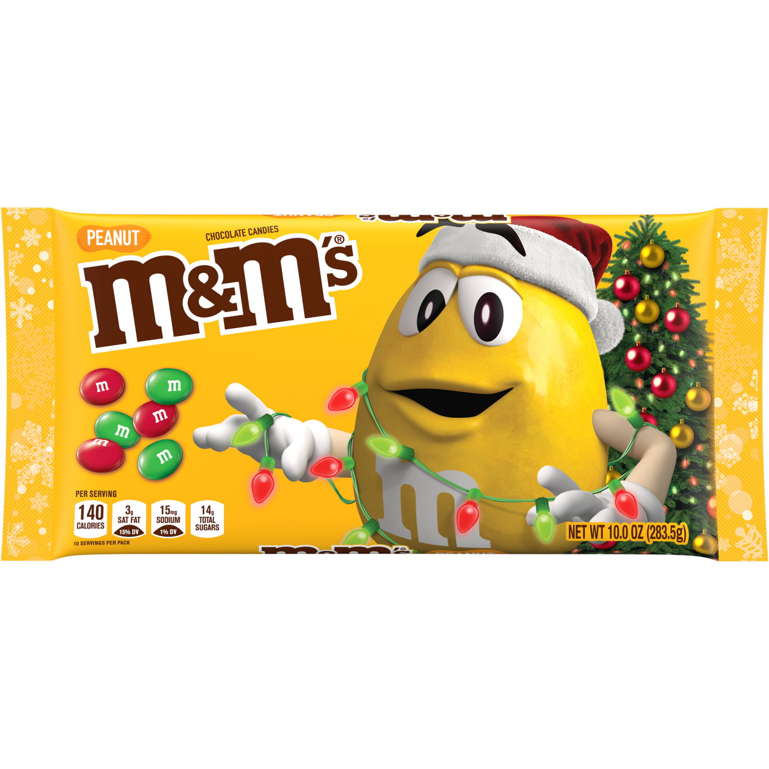 slide 1 of 8, M&M's Holiday Peanut Chocolate Candy, 10.147 oz