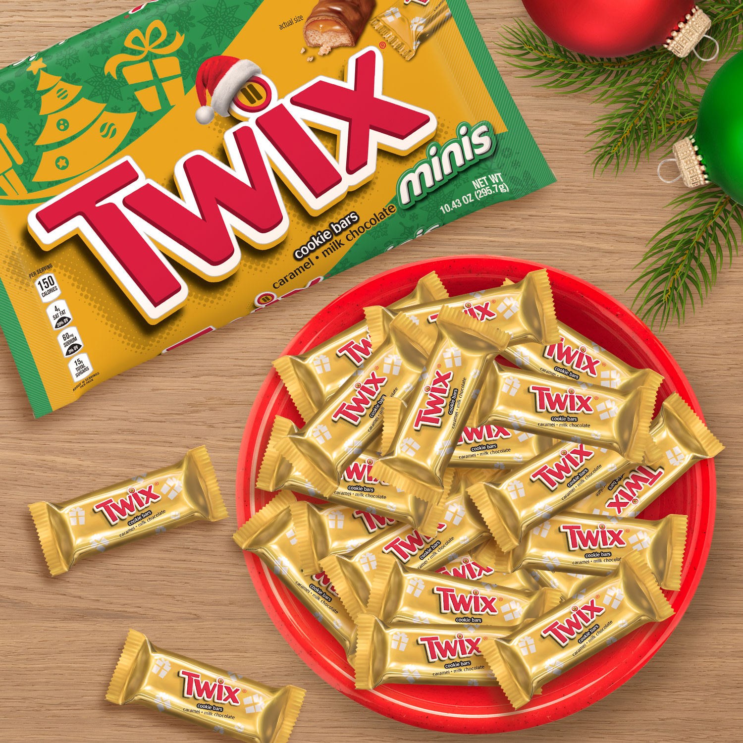 slide 5 of 8, TWIX Caramel Minis Size Cookie Bar Christmas Candy, 10.43-Ounce Bag, 10.43 oz