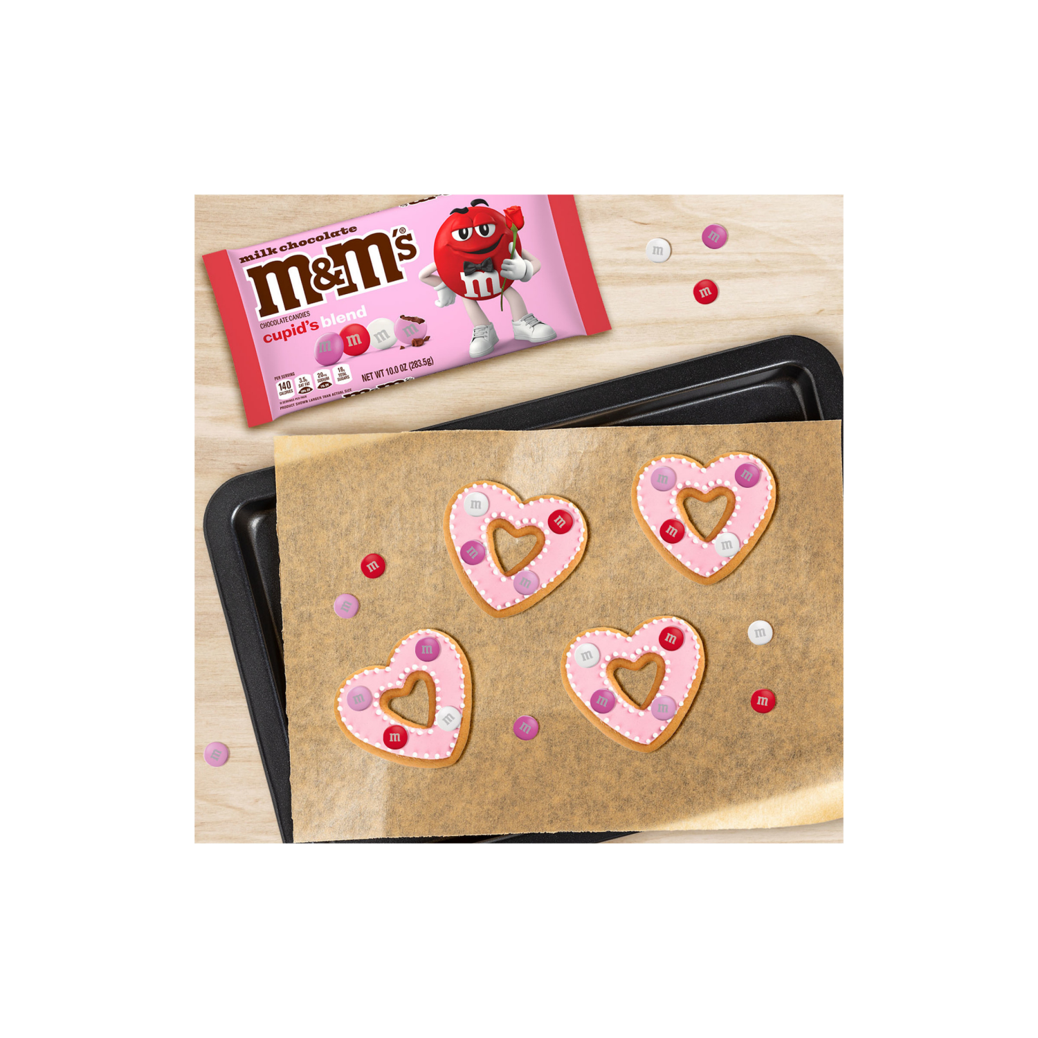 slide 3 of 5, M&M'S Milk Chocolate Valentines Day Cupid's Mix Valentine Candy, 10 oz Bag, 10 oz