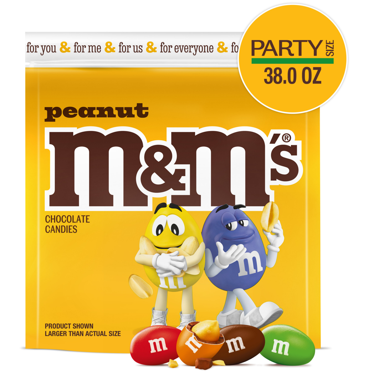 slide 1 of 8, M&M's Party Size Peanut Chocolate Candies 38 oz, 38 oz