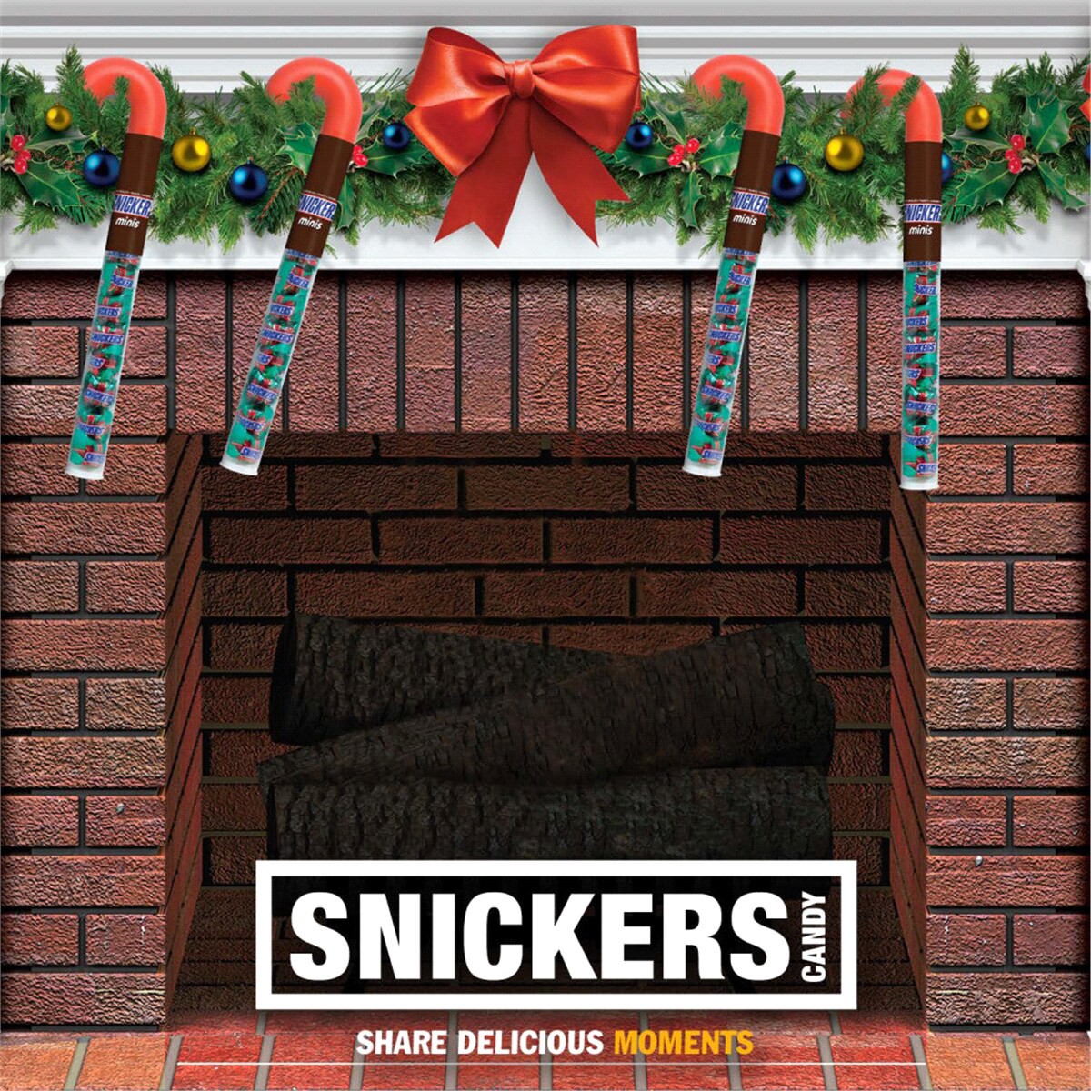 slide 3 of 4, SNICKERS Minis Chocolate Christmas Candy Cane, 2.14 oz Tube, 2.14 oz