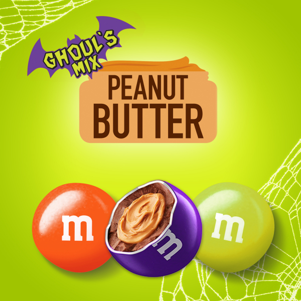 slide 5 of 29, M&M's Halloween Peanut Butter Milk Chocolate Candies Ghoul Mix, 9.48 oz