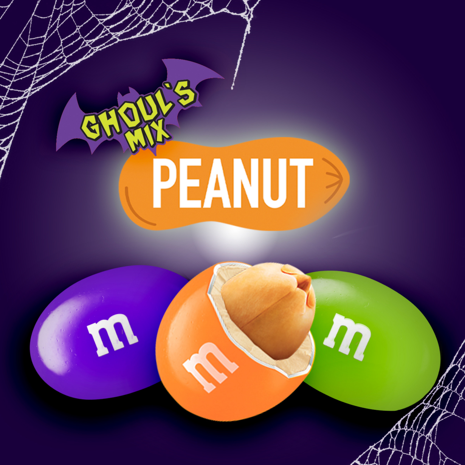 slide 2 of 5, M&M'S Ghoul's Mix Peanut Chocolate Halloween Candy, 10-Ounce Bag, 10 oz