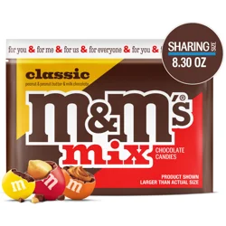 M&M'S Classic Mix of Peanut, Peanut Butter & Milk Chocolate Candy, Sharing Size, 8.3 oz Bag