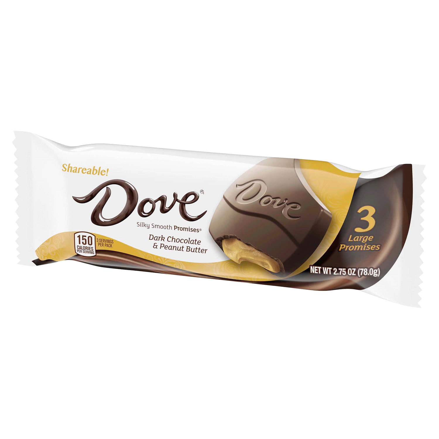 slide 4 of 5, DOVE Large PROMISES Dark Chocolate Peanut Butter Candy, 2.75 oz Pack, 3 ct