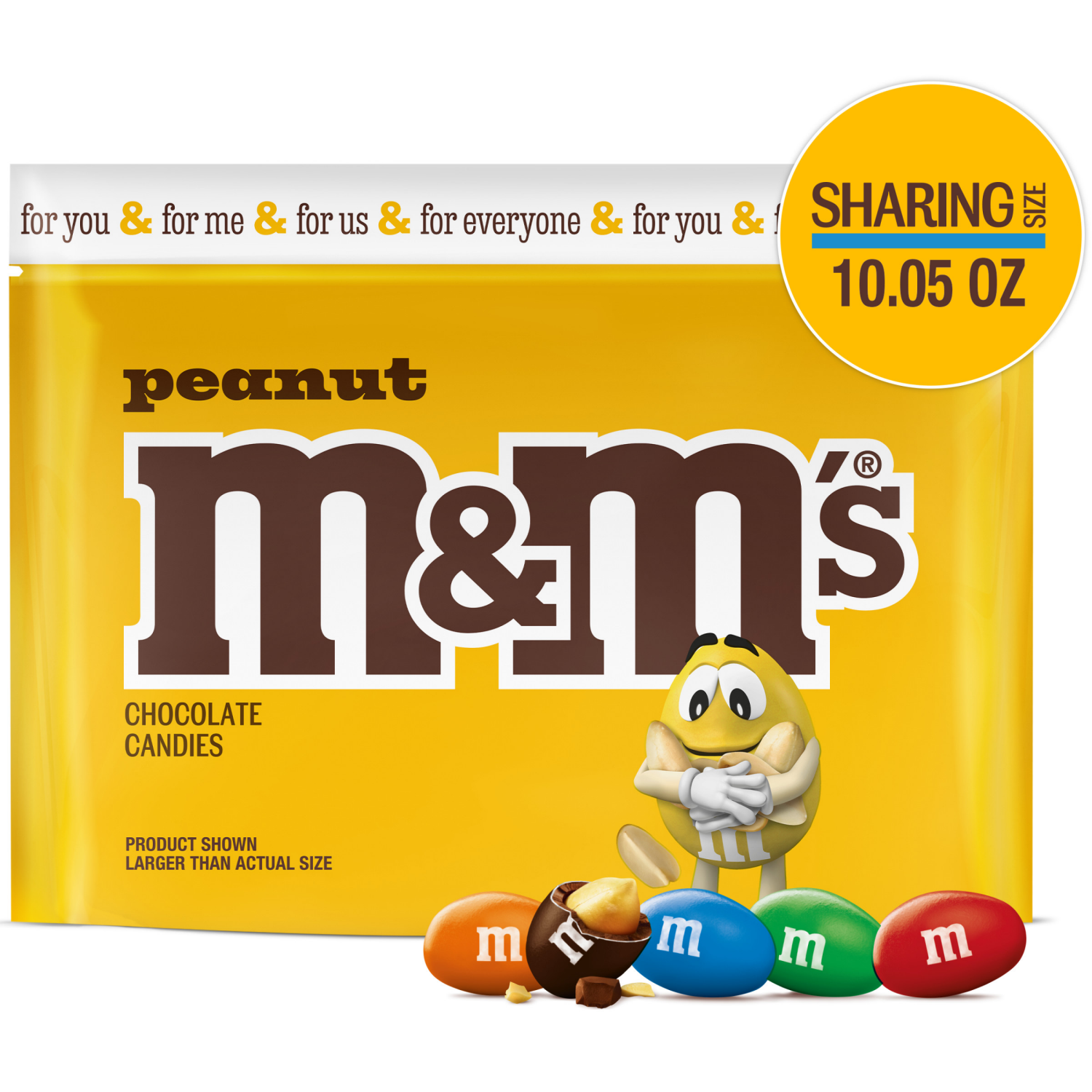 slide 1 of 5, M&M'S Peanut Milk Chocolate, Sharing Size, 10.05 oz Resealable Bag, 10.05 oz