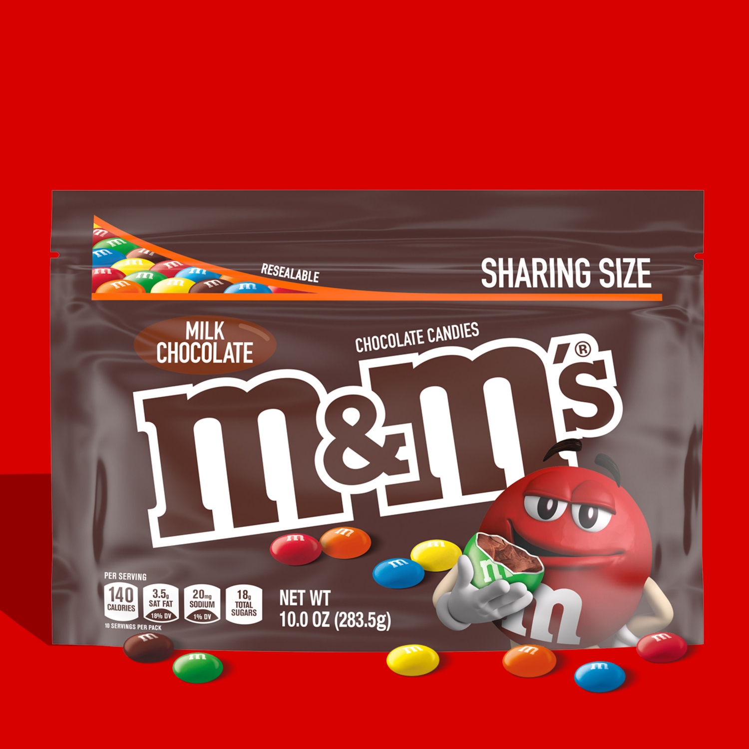 slide 2 of 7, M&M'S, Milk Chocolate Candy Sharing Size Bag, 10 Oz, 10 oz