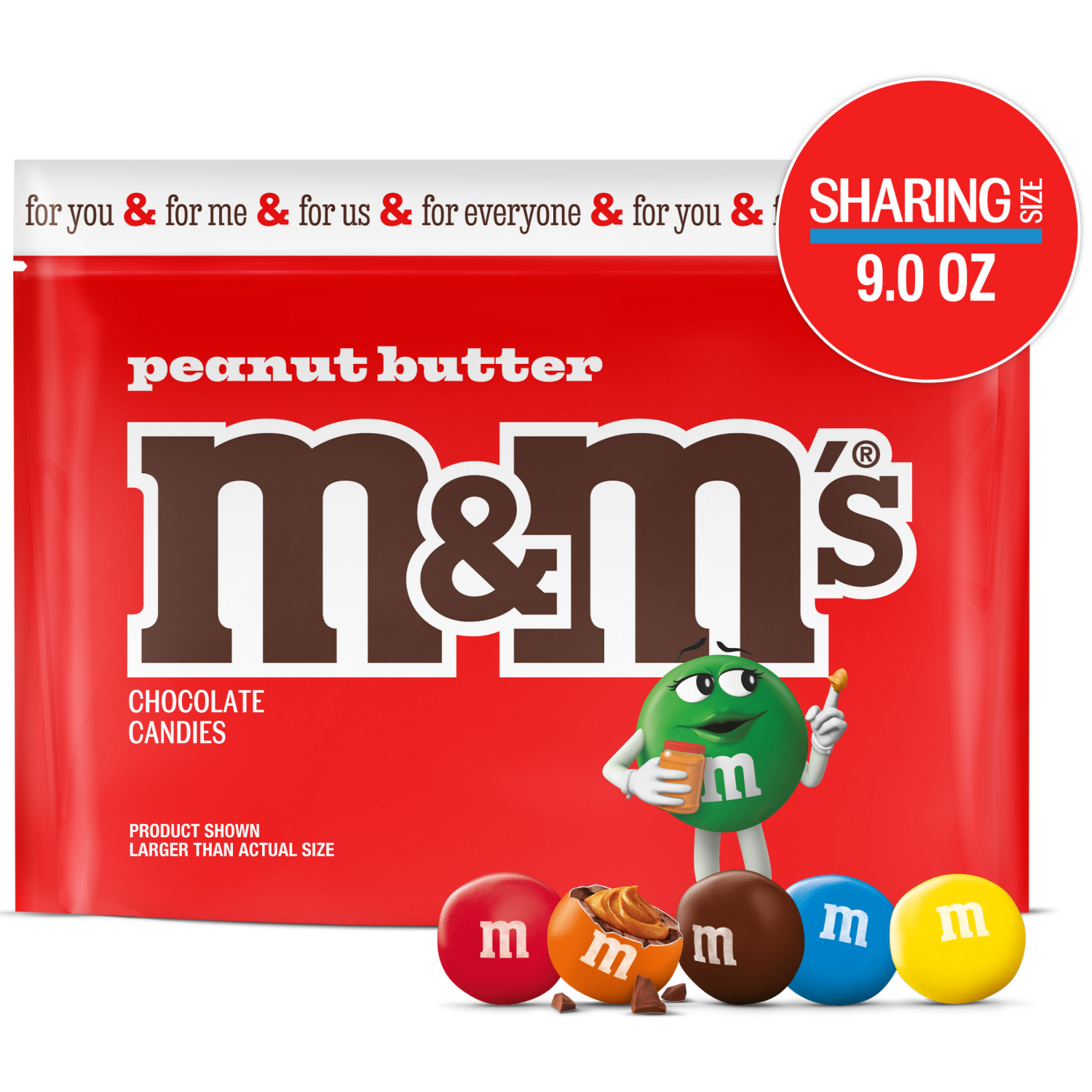 slide 1 of 8, M&M'S Peanut Butter Milk Chocolate Candy, Sharing Size, 9 oz Resealable Bag, 9 oz