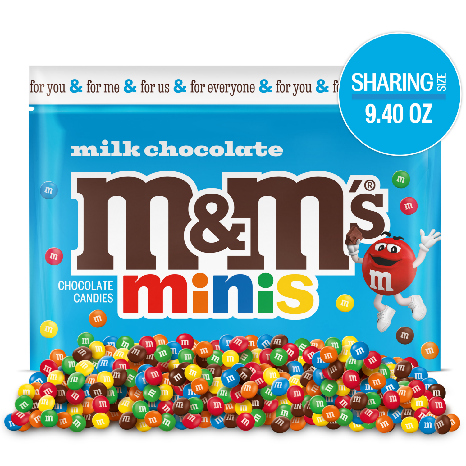 slide 1 of 5, M&M'S Milk Chocolate MINIS Candy Sharing Size Bag, 9.4-Ounce, 9.4 oz