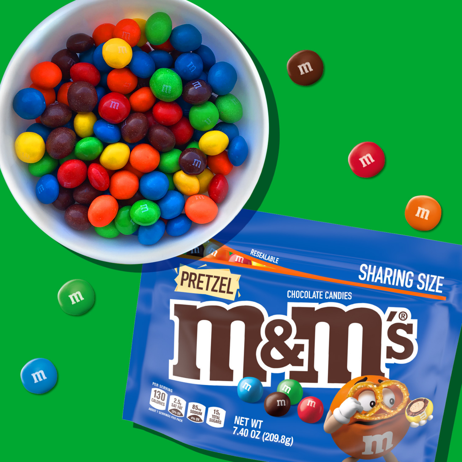 slide 3 of 5, M&M's Pretzel Milk Chocolate Candy, Sharing Size, 7.4 oz Bag, 7.4 oz