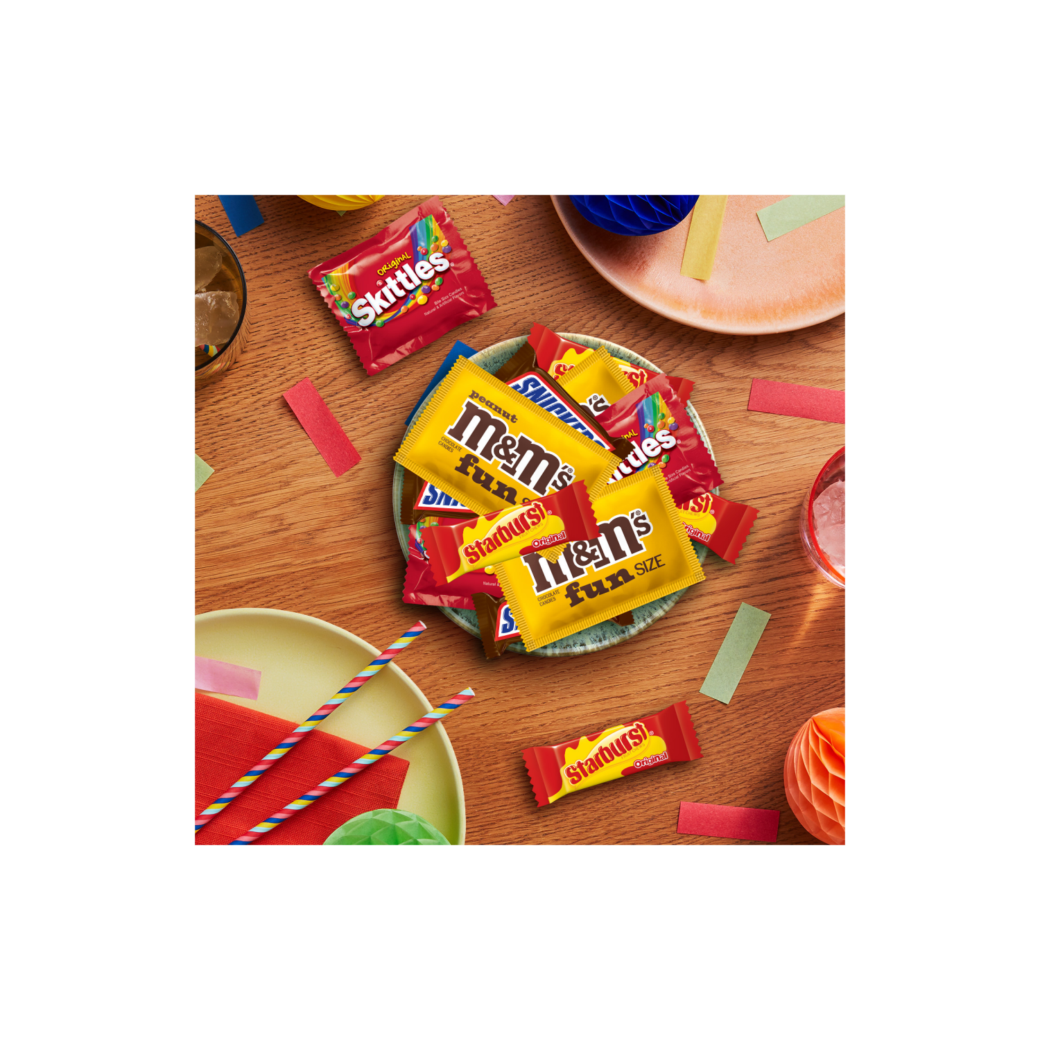 slide 3 of 5, Mars M&M'S Snickers Skittles & Starburst Fun Size Candy Variety Pack Jumbo Bag, 31.59 oz