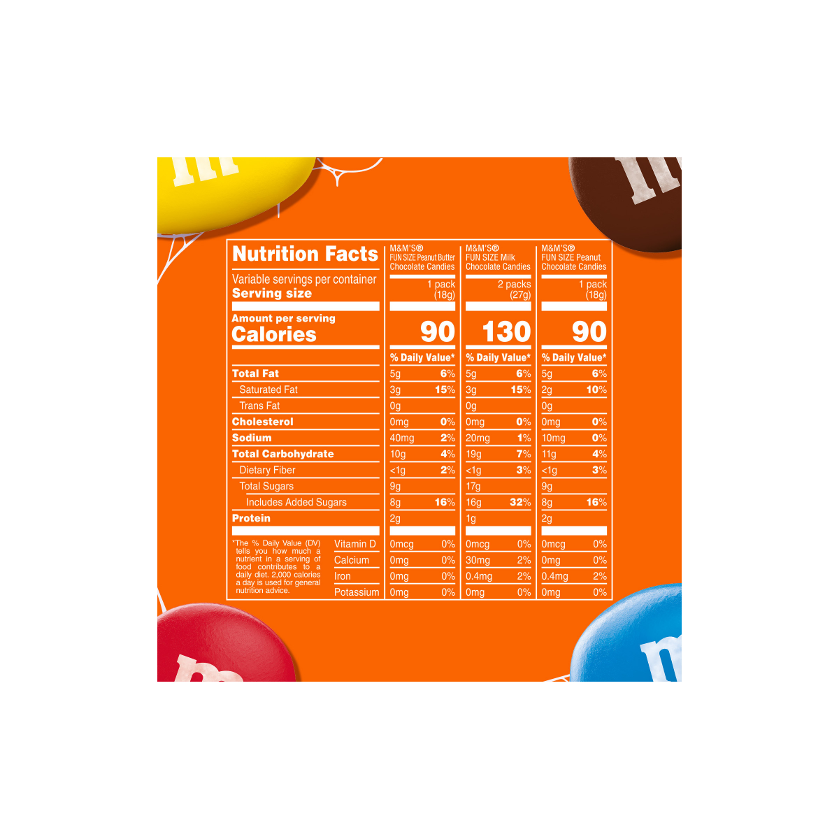 slide 5 of 8, M&M's Milk Chocolate, Peanut & Peanut Butter Fun Size Halloween Candy Variety Pack, 15 Ct Bag, 8.48 oz