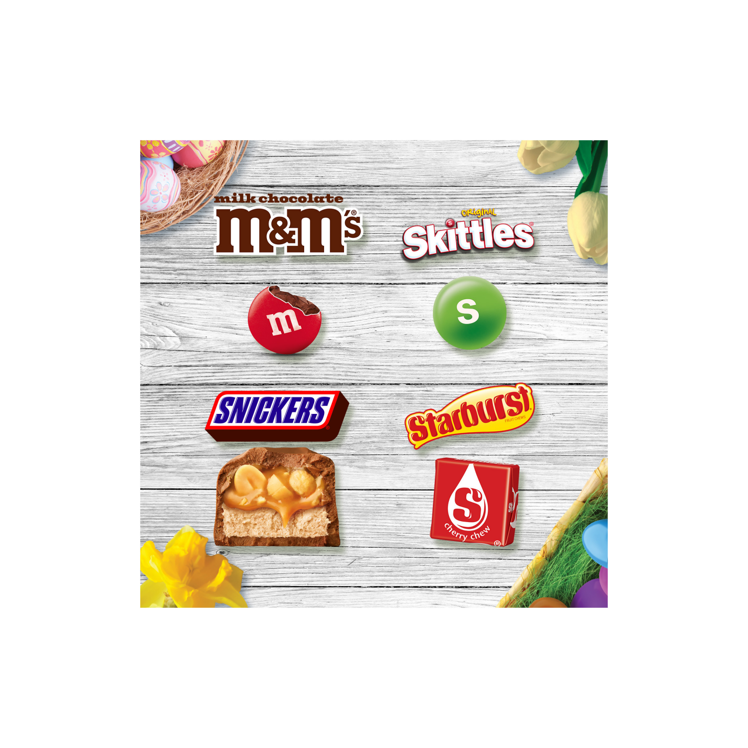 slide 6 of 8, M&M's, Skittles, Snickers & Starburst Easter Basket Stuffers Variety Pack, Bulk Bag - 25 ct, 25 ct