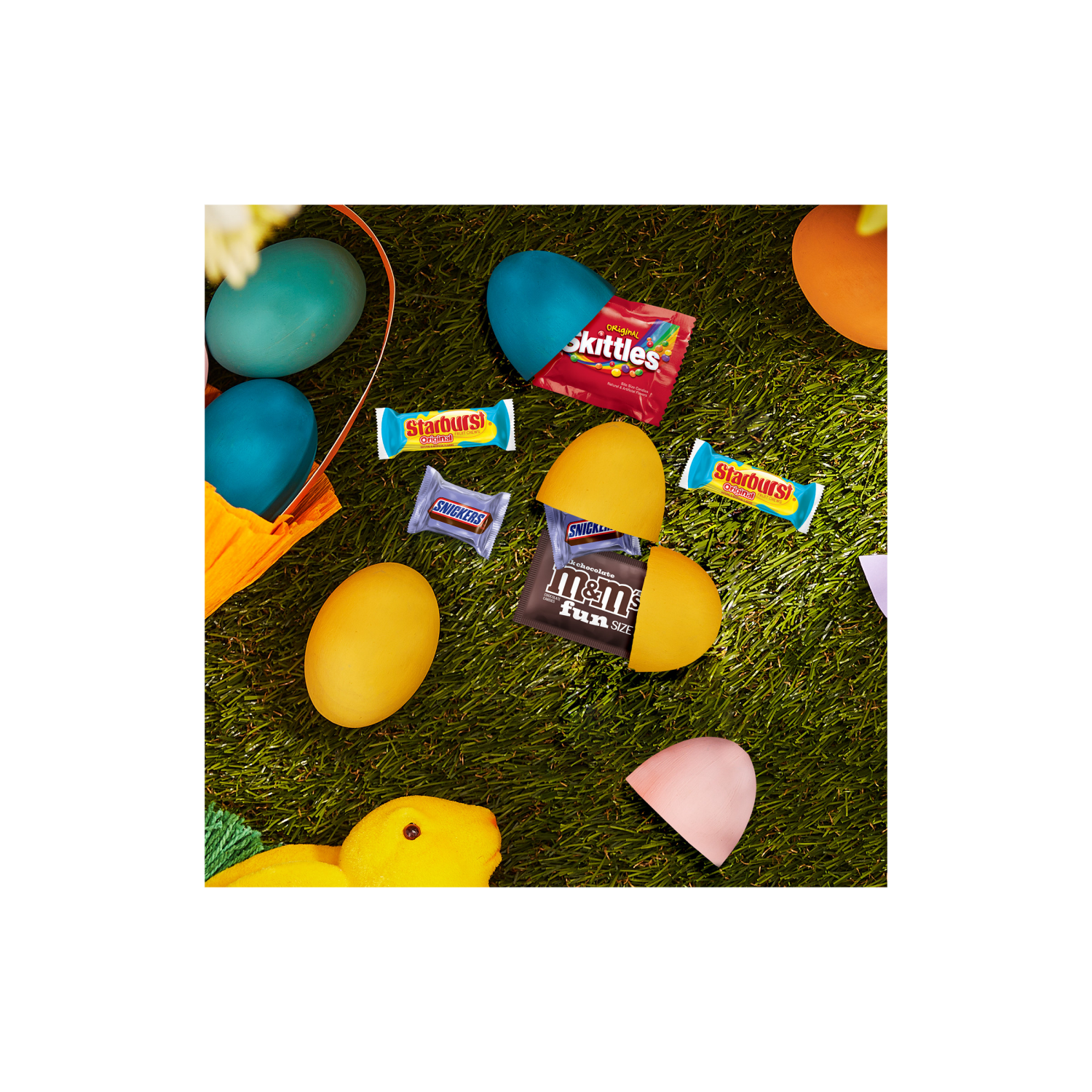 slide 7 of 8, M&M's, Skittles, Snickers & Starburst Easter Basket Stuffers Variety Pack, Bulk Bag - 25 ct, 25 ct