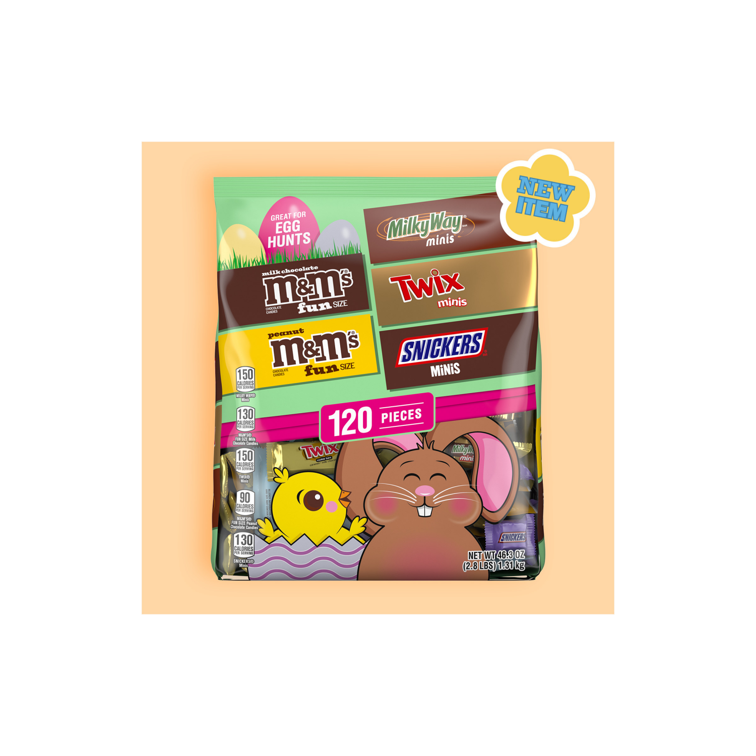 slide 5 of 8, M&M's, Snickers , Twix & Milky Way Milk Chocolate Candy Easter Basket Stuffers, 120 Ct Bulk Bag, 120 ct