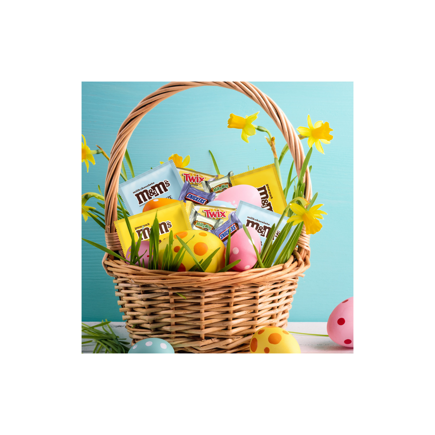 slide 8 of 8, M&M's, Snickers , Twix & Milky Way Milk Chocolate Candy Easter Basket Stuffers, 120 Ct Bulk Bag, 120 ct