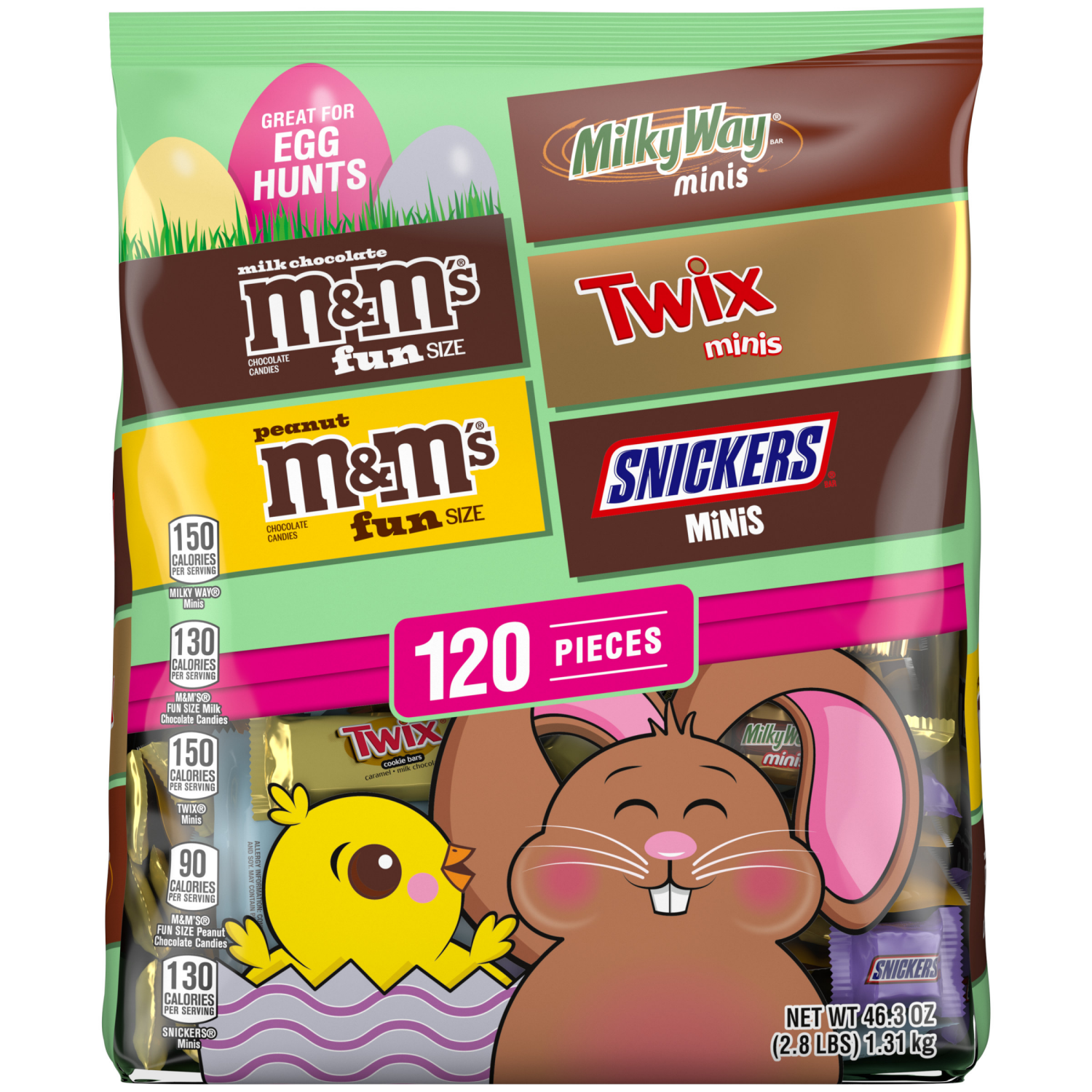 slide 1 of 8, M&M's, Snickers , Twix & Milky Way Milk Chocolate Candy Easter Basket Stuffers, 120 Ct Bulk Bag, 120 ct