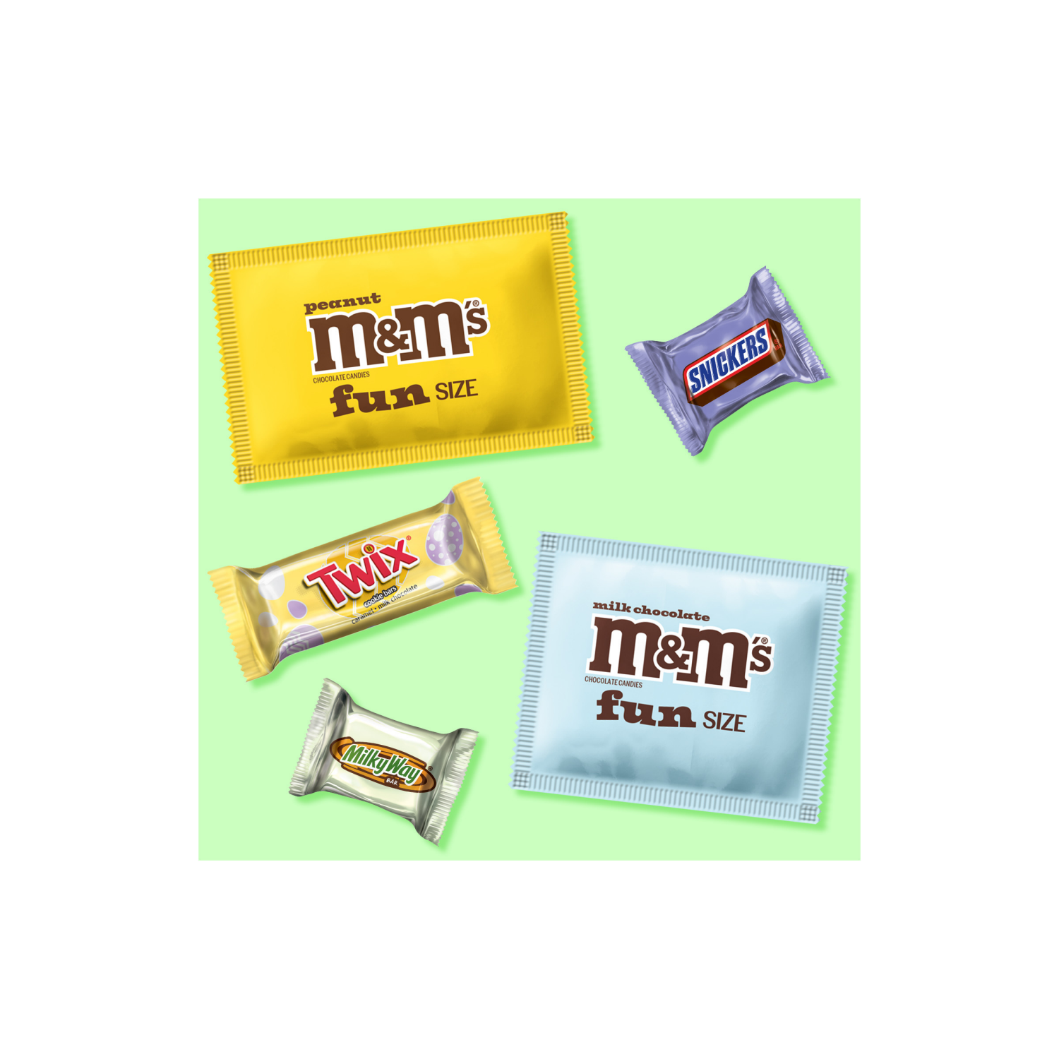 slide 4 of 8, M&M's, Snickers , Twix & Milky Way Milk Chocolate Candy Easter Basket Stuffers, 120 Ct Bulk Bag, 120 ct