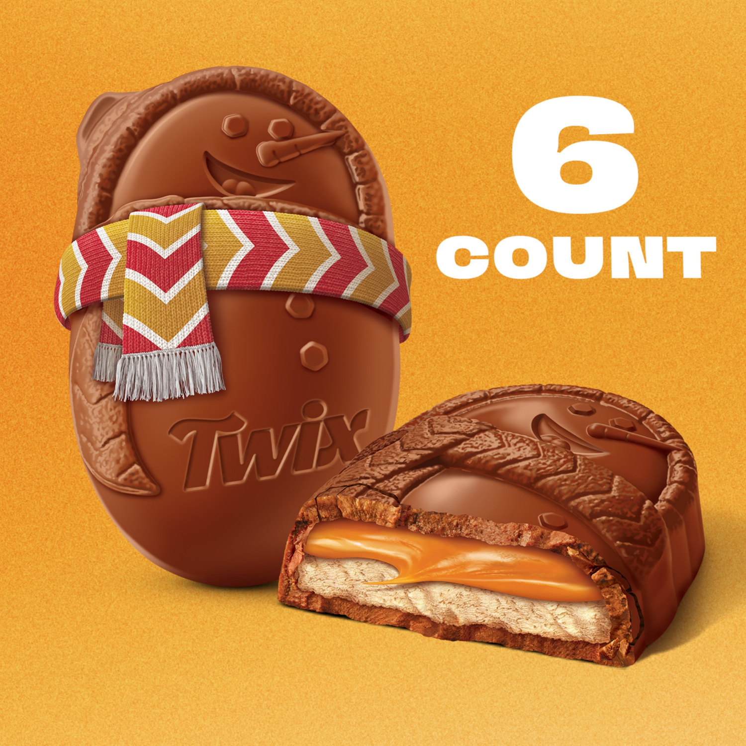 slide 4 of 8, TWIX Caramel Cookie Snowmen Christmas Candy Bars -6 Ct Pack, 6 ct