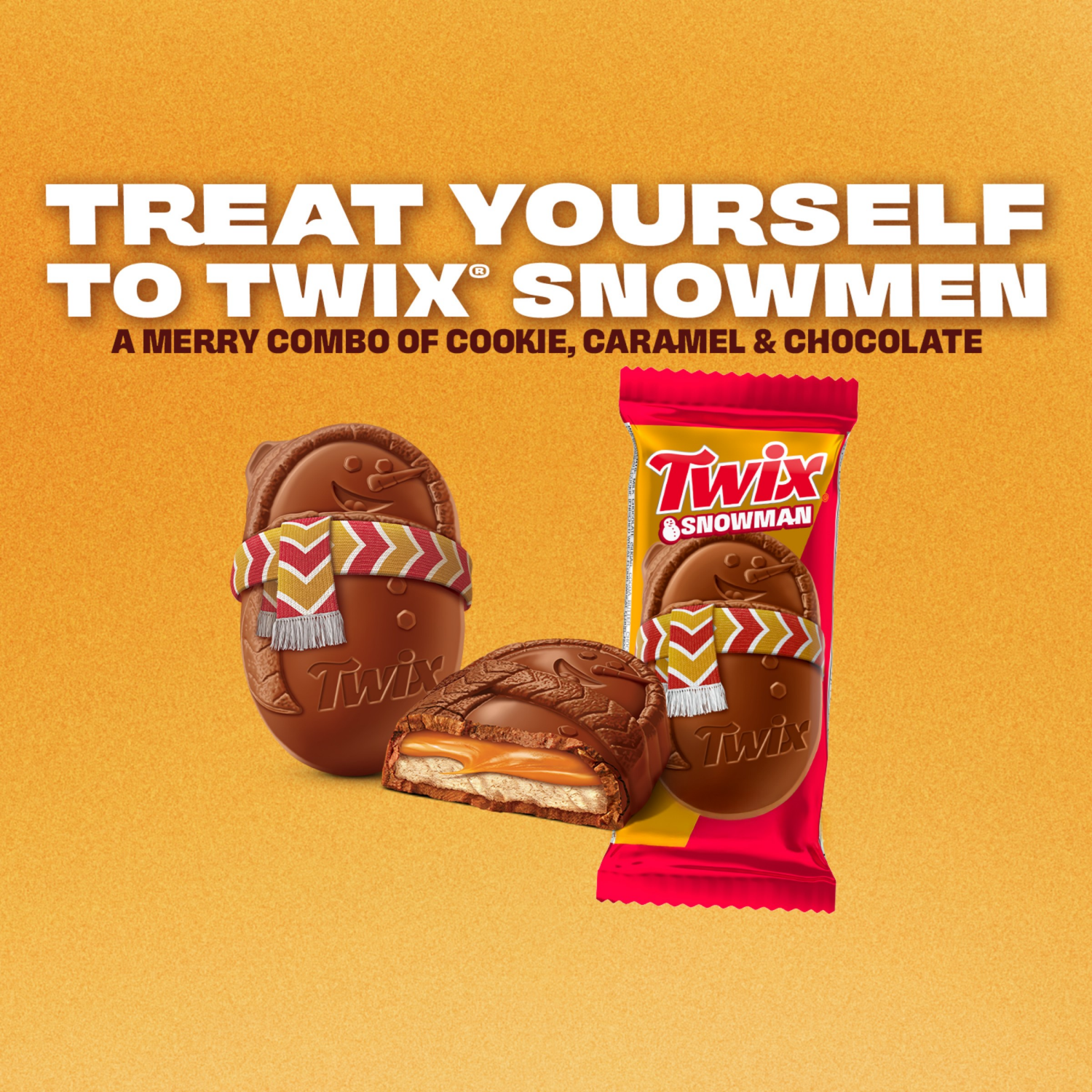 slide 5 of 8, TWIX Caramel Cookie Snowmen Christmas Candy Bars -6 Ct Pack, 6 ct