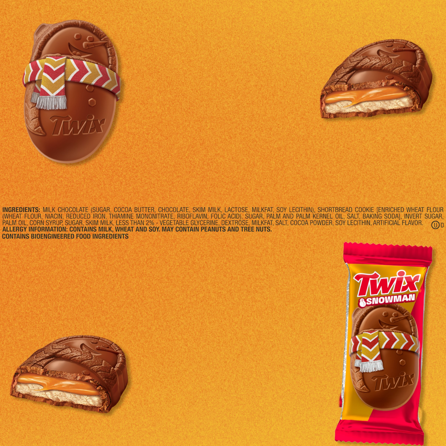 slide 6 of 8, TWIX Caramel Cookie Snowmen Christmas Candy Bars -6 Ct Pack, 6 ct