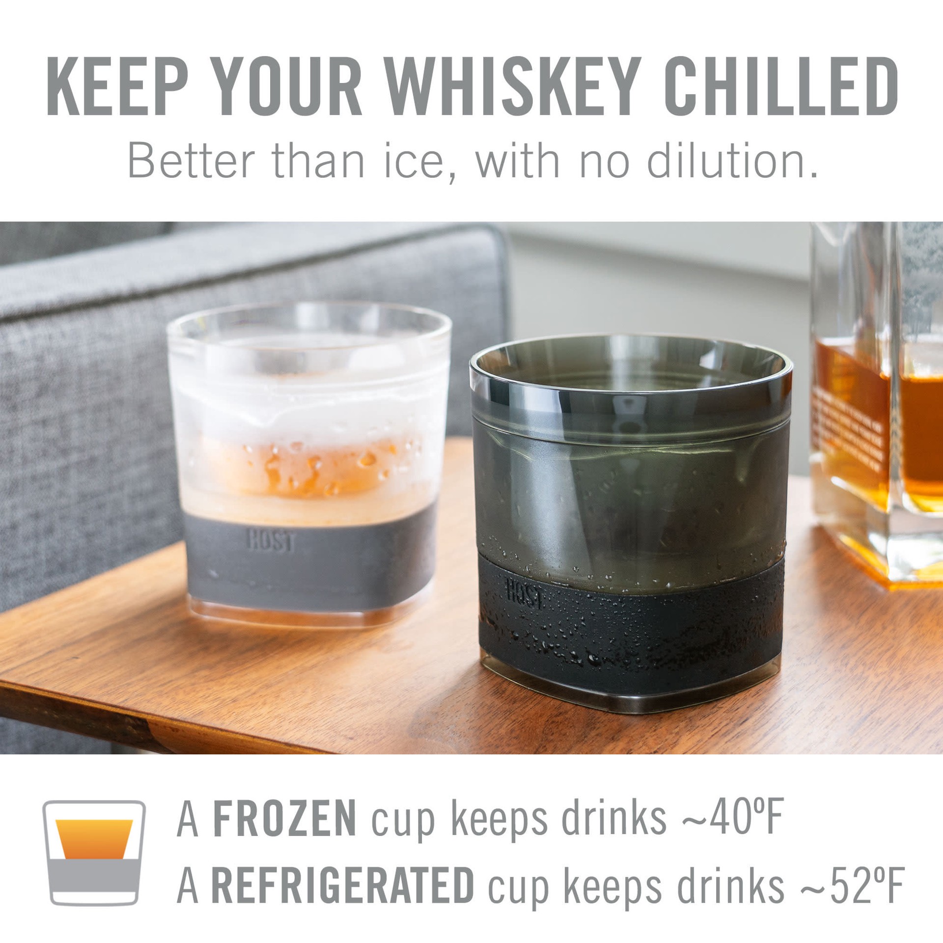 slide 3 of 5, Host Freeze Cooling Cups for Whiskey, Bourbon, and Scotch, Plastic Freezer Gel Chiller Double Wall Tumblers Set of 2, Grey, 2 ct; 18 oz