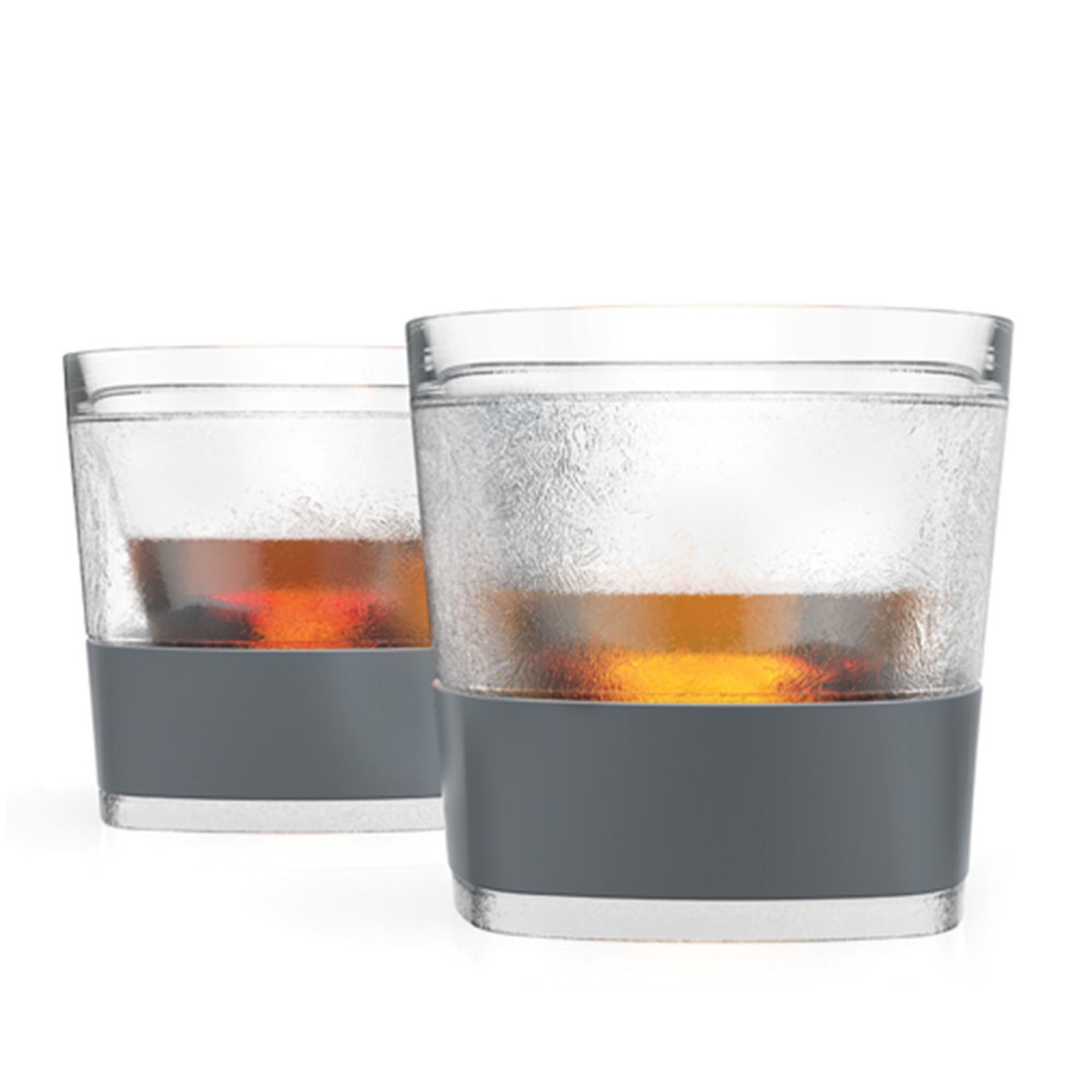 slide 1 of 5, Host Freeze Cooling Cups for Whiskey, Bourbon, and Scotch, Plastic Freezer Gel Chiller Double Wall Tumblers Set of 2, Grey, 2 ct; 18 oz