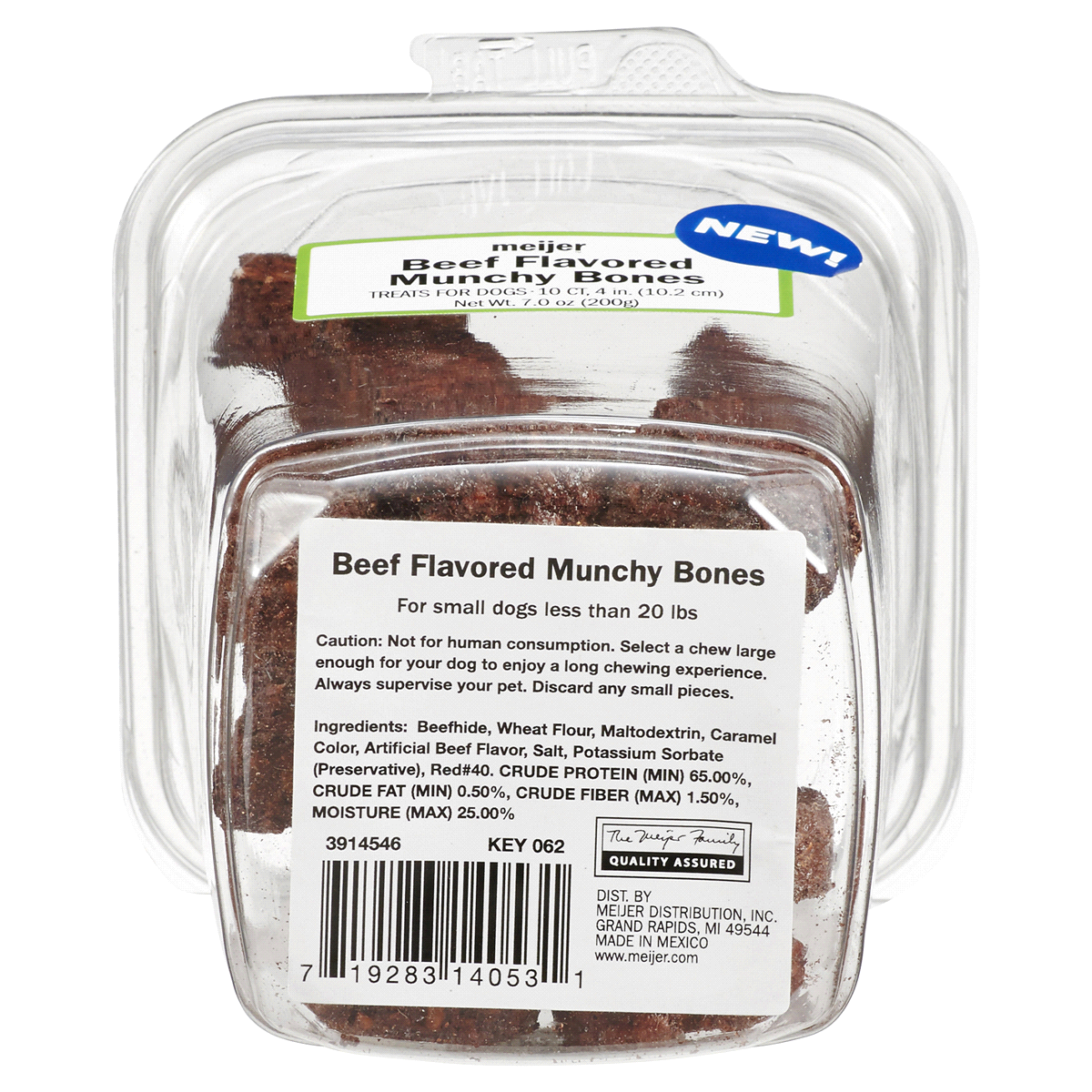 slide 2 of 2, Meijer Munchy Bones 4" Dog Treats, Beef Flavor, 10 ct; 4 in