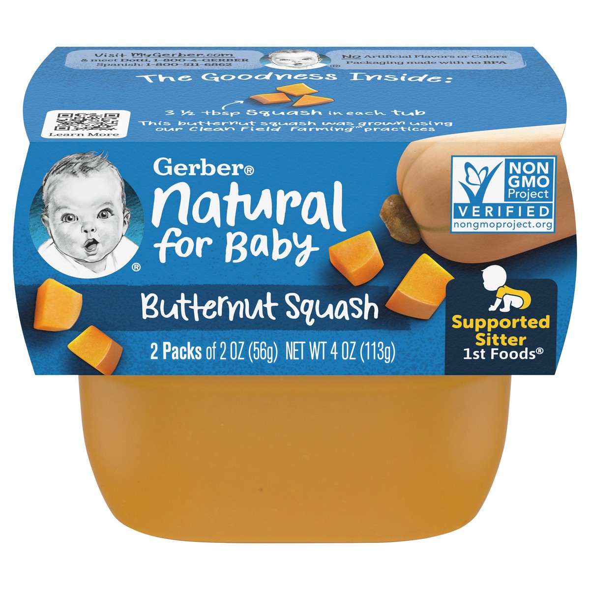 slide 1 of 5, Gerber Baby 1st Foods Butternut Squash, 2 ct; 2 oz