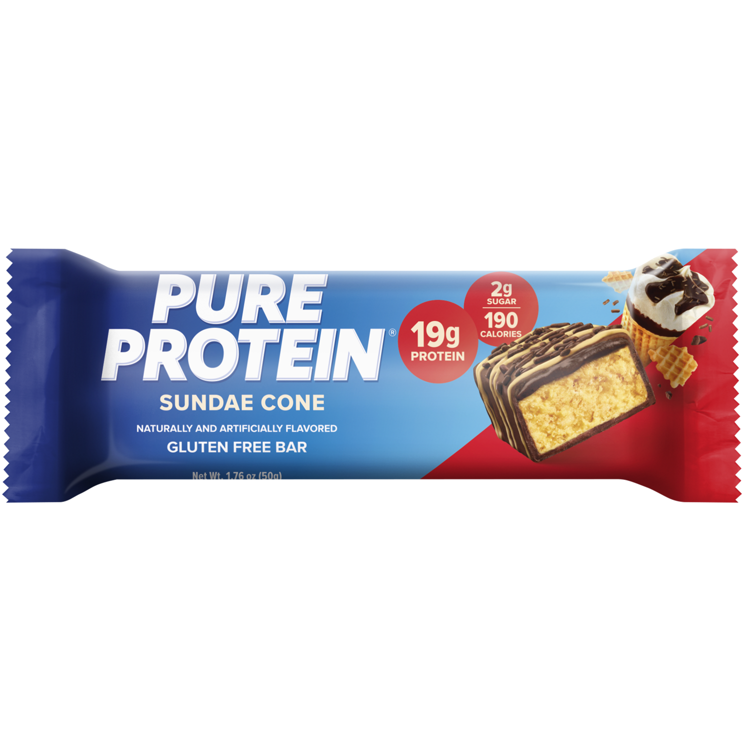 slide 1 of 3, Pure Protein Gluten Free Sundae Cone Bar 1.76 oz, 4 ct