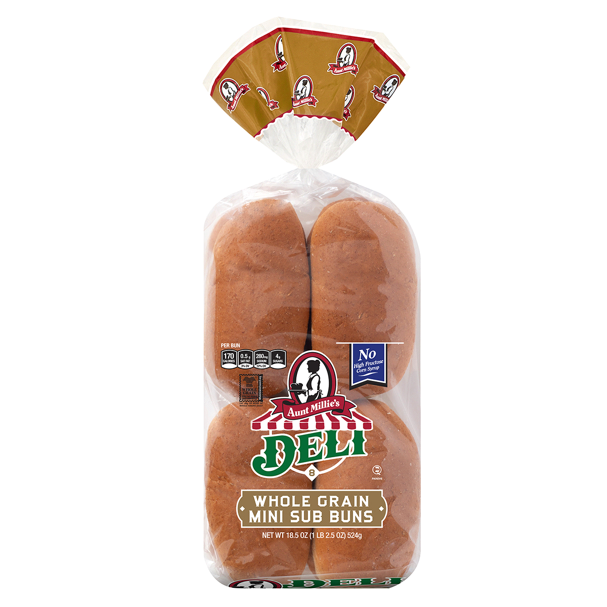 slide 1 of 1, Aunt Millie's Deli Whole Grain Mini Sub Buns, 8 ct; 18.5 oz