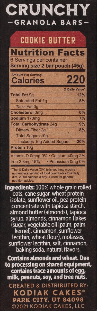 slide 8 of 9, Kodiak Cakes Kodiak Cookie Butter Crunchy Granola Bars, 6 ct; 1.59 oz