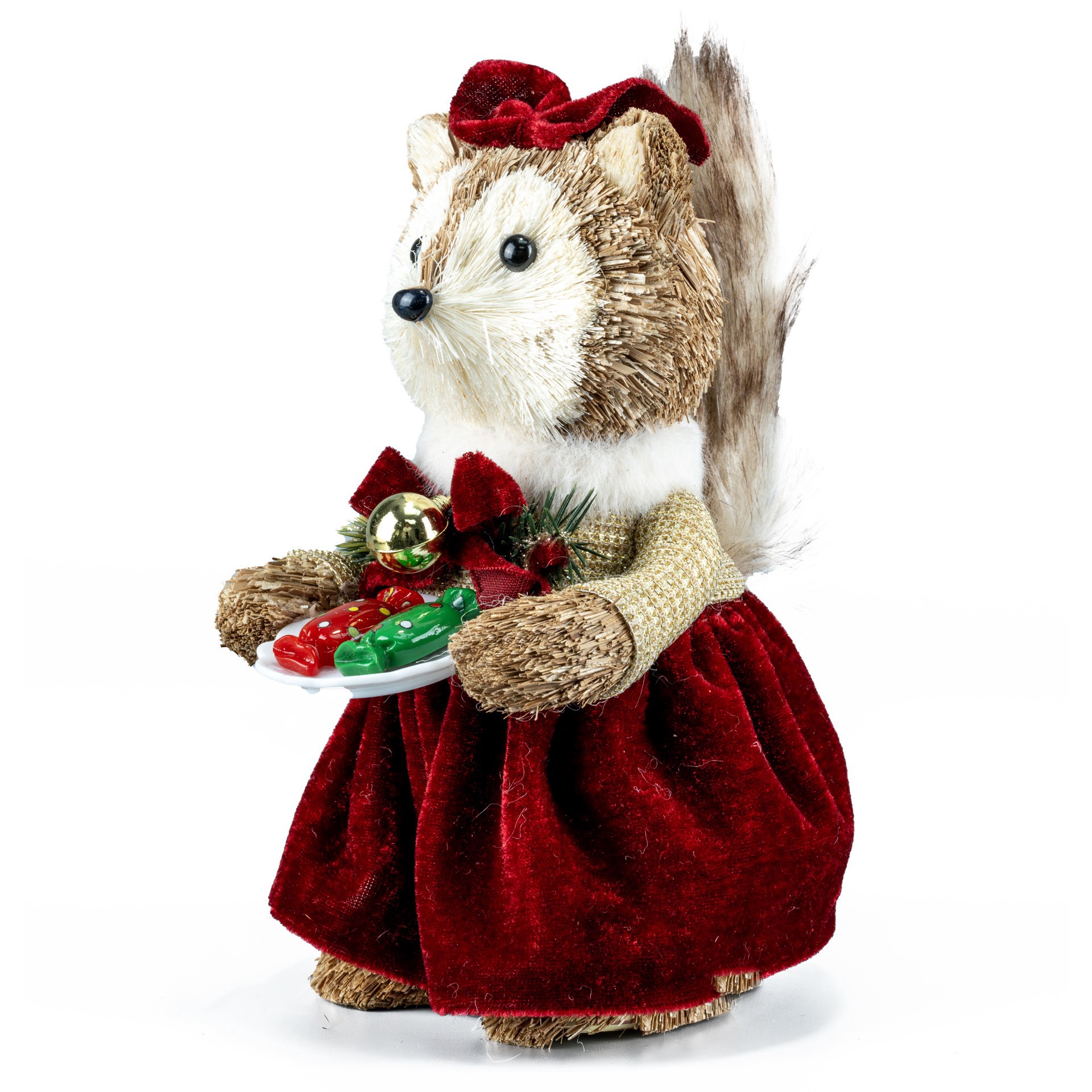 slide 2 of 2, 6.75" Fox In Holiday Dress & Bow Natural Decor By Ashland, 6.75 in